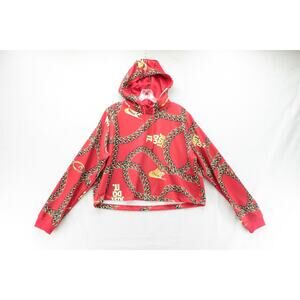 Nike Sweatshirt Hoodie Womens XL Red Sportswear Icon Clash Chain Logo Cropped